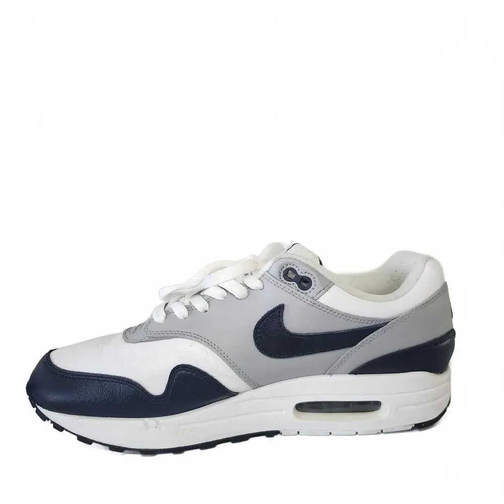Nike Air Max 1 Men's Sneakers Size 10 White Gray Navy - Picture 6 of 9